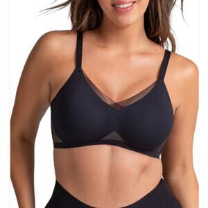 Honeylove Full Coverage Convertible Crossover Wireless Bra Black Size Large